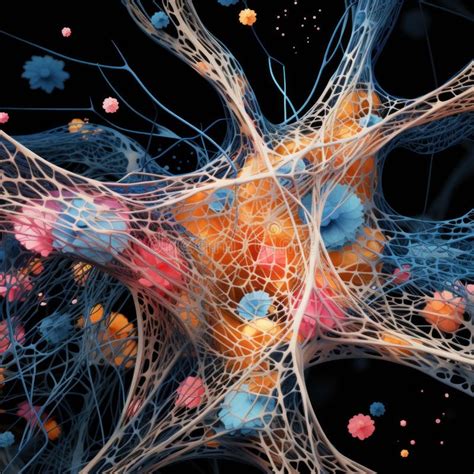 Illuminated Neurons Network Synapse Activity Illustration Stock