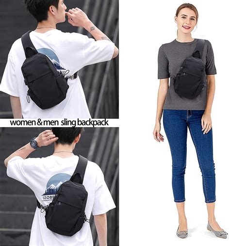 Seafew Small Black Sling Crossbody Backpack Shoulder Bag For Men Women