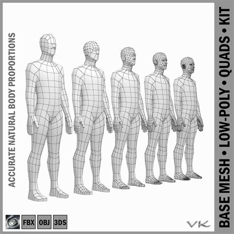 D Model Male Body Base Mesh In Rest Pose Vr Ar Low Poly Cgtrader