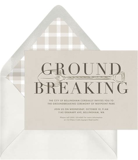 Simple Groundbreaking Invitations in Green | Greenvelope.com