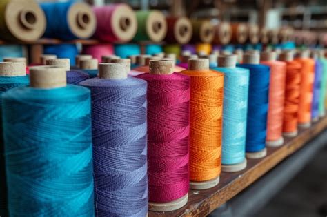 Premium Photo Colorful Spools Of Thread In A Textile Factory