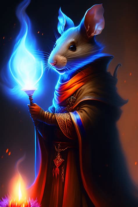 Lexica Fantasy Painting Of A Ghostly Rat Sorcerer With Glowing Red