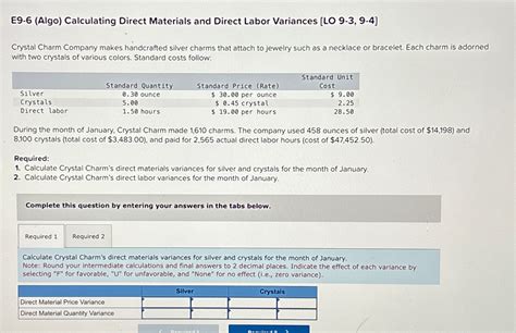 Solved E Algo Calculating Direct Materials And Direct Chegg