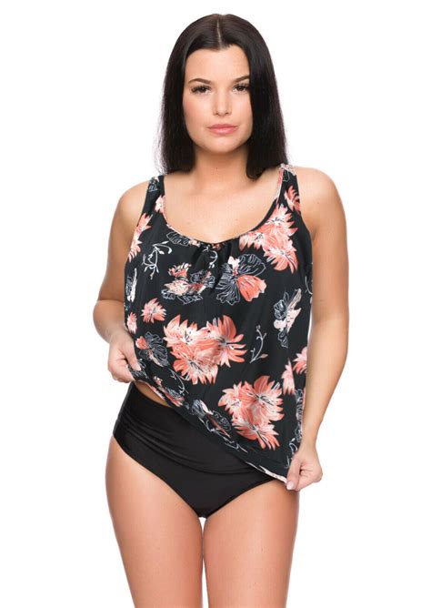 Z 17427 G 1448 S9 Damen Oversize Tankini Set Mit High Waist Slip Neu