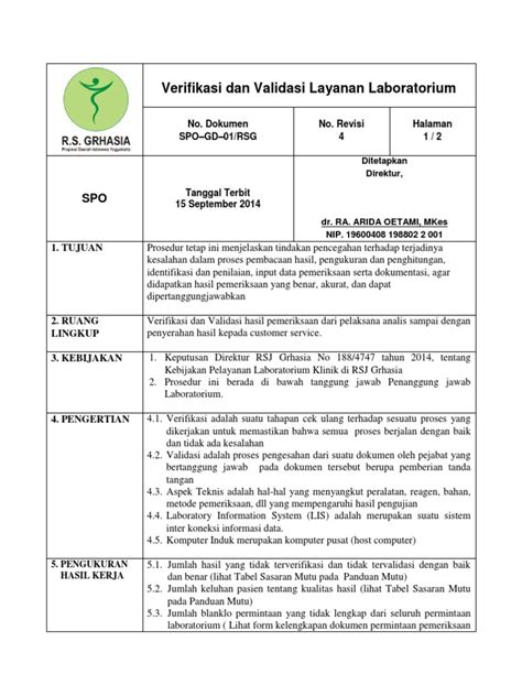 Sop Verifikasi Dan Validasi