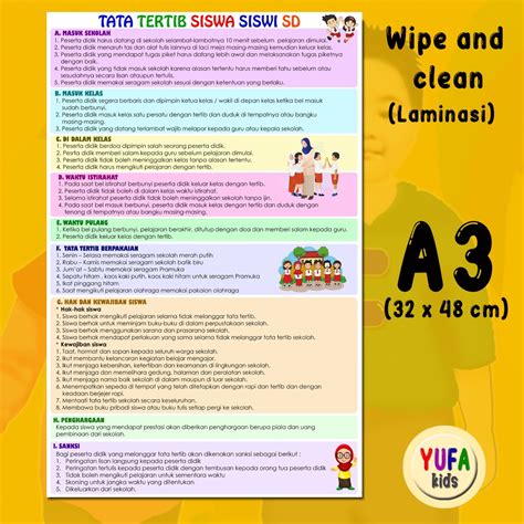 Jual 137 Poster Peraturan Tata Tertib Di Sekolah SD Poster Edukasi