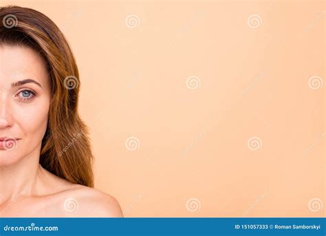 Cropped Close Up Photo Beautiful Amazing Mature She Her Lady Hide Half