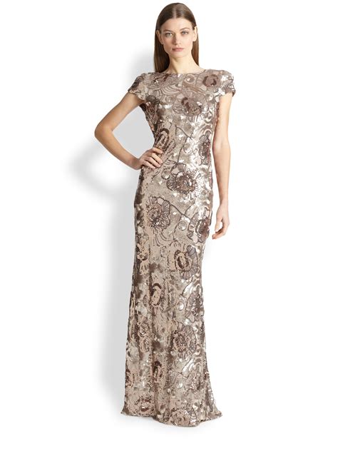 Lyst Badgley Mischka Floral Sequin Gown