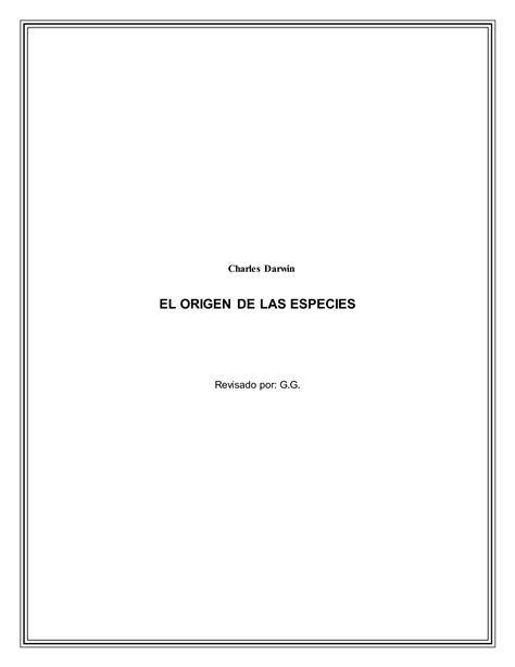 Charles Darwin El Origen De Las Especiesdoc