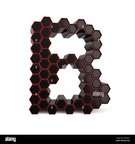 Capital Letter B Uppercase Black Glossy Abstract Honeycomb Font 3d