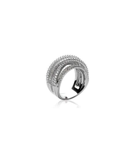 Superbe Grosse Bague Argent Massif Anneaux De Zirconium Griff