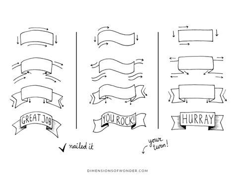 How To Draw A Banner Ribbon 3 Easy Tutorials