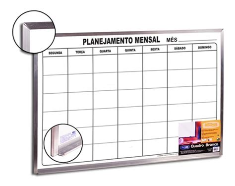 Lousa Planejamento Mensal Quadro Branco 90x60 Planer Mes Parcelamento