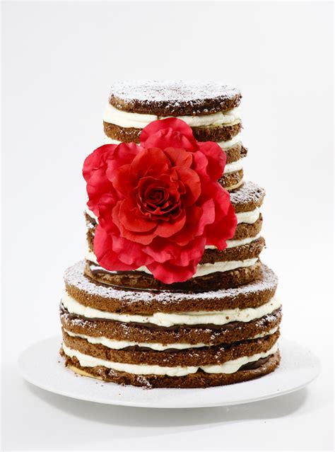 Edler Naked Cake Mit Roter Zuckerrose Barbara Aletter Patisserie