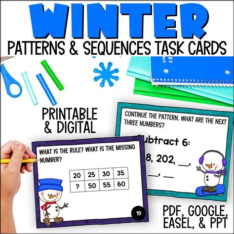 Winter Algebraic Patterns Task Cards Curious Classroom Adventures