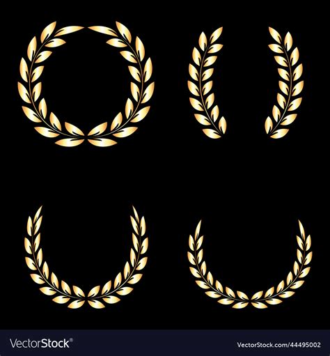 Golden Laurel Wreaths Icons Set Royalty Free Vector Image