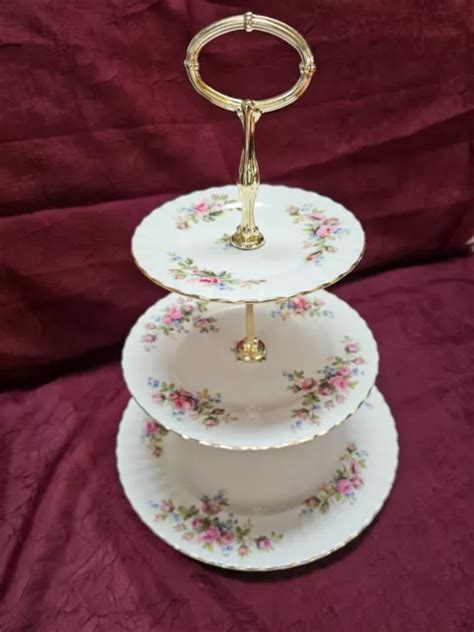 ROYAL ALBERT MOSS Rose Large High Tea 3 Tiered Cake Stand England 71