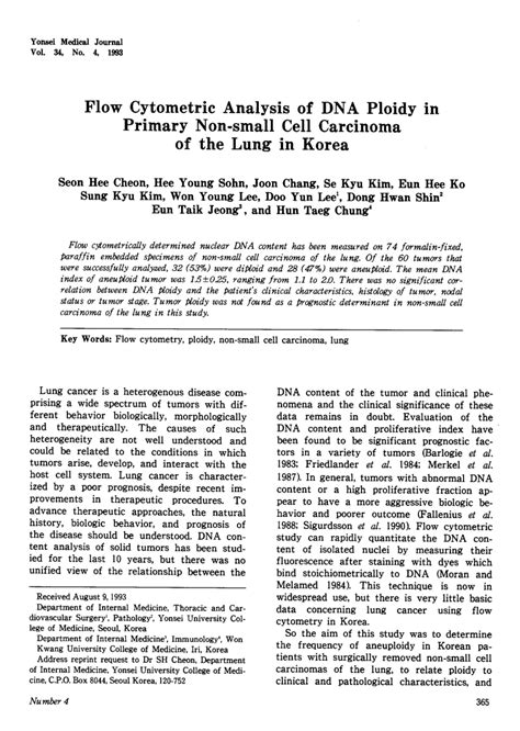 PDF Flow Cytometric Analysis Of DNA Ploidy In Primary Non Small Cell