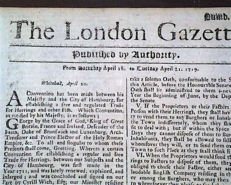 Worlds Oldest Newspaper 1719 Gazette