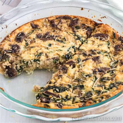 Spinach Mushroom Feta Crustless Quiche Recipe Real Housemoms