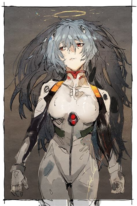 Short Hair Fan Art Ayanami Rei Bodysuit Neon Genesis Evangelion