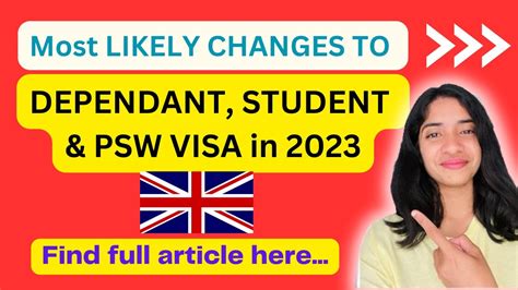 Latest 2023 Uk Visa Updates Dependant Student And Psw Visa Latest