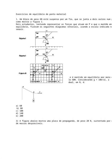 Doc Exerc Cios De Equil Brio De Ponto Material Dokumen Tips