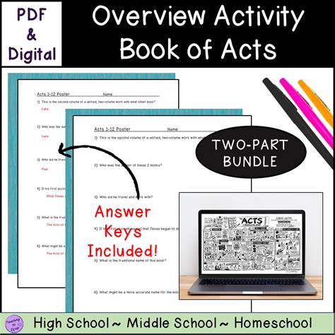 Summary of the book of Acts (2-Part) Bible Overview Activity | Made By ...