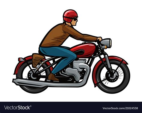 Biker riding a motorcycle cartoon Royalty Free Vector Image