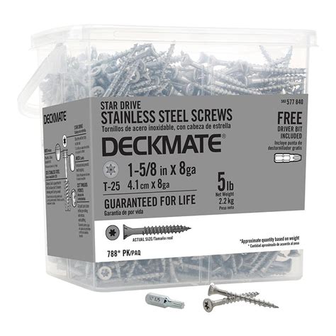 Deckmate #8 1-5/8 in. Internal Square Flat-Head Wood Deck Screws 5 lbs ...