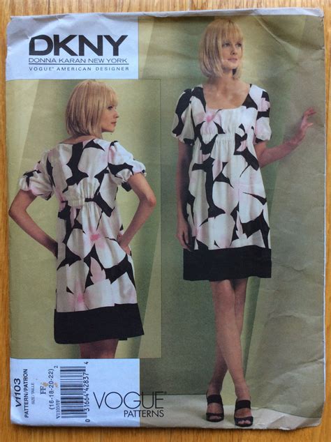 Misses Dress And Slip Pattern DKNY Vogue American Designer V1103 Size