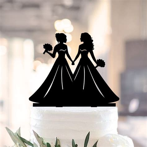 Lesbian Wedding Cake Topperlesbian Cake Topper 2 Brides Cake Etsy