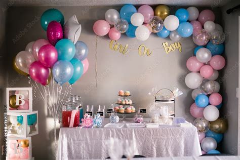 baby shower gender reveal party decoration Stock Photo | Adobe Stock