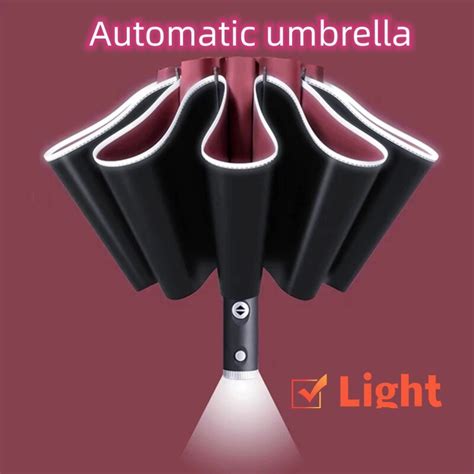 Parapluie Uv Enti Rement Automatique Avec Lampe De Poche Led Bande