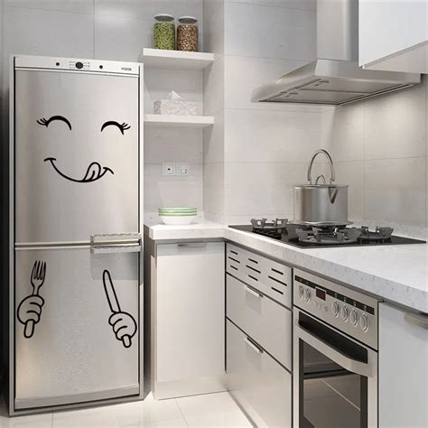 Cute Sticker Fridge Happy Delicious Face Kitchen Fridge Wall