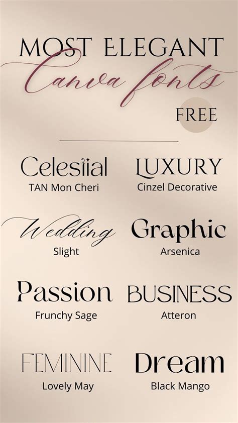 Free Elegant Aesthetic Canva Fonts for Business, Social Media, Formal ...