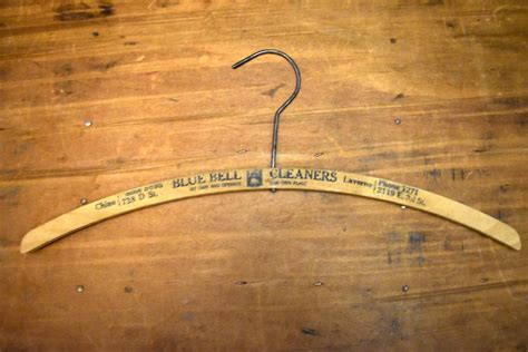 Vintage Wood Blue Bell Dry Cleaners Hanger Vintage Advertising Vintage