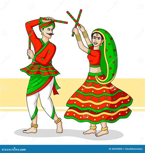 Couple Playing Dandiya Stock Vector Image 44029800