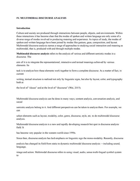 Multimodal Communication 4 Iv Multimodal Discourse Analysis