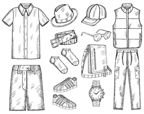 Premium Vector Set Of Mens Fashion Clothes Sketch Hand Drawn