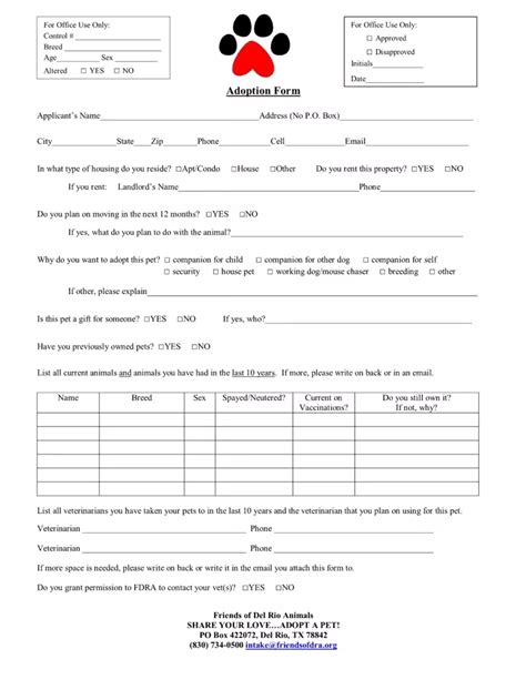 Dog Adoption Application ≡ Fill Out Printable Pdf Forms Online