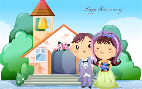 Vector Love Cartoon Wallpaper - Marriage Anniversary Wishes Cute ...