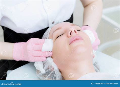 A Close Up Of The Cleaning Procedure In The Office Of Cosmetology The