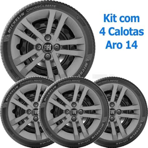 4x Calota Fiat Mobi Argo Novo Uno 2021 Aro 14 Grafite 294cb Frete grátis