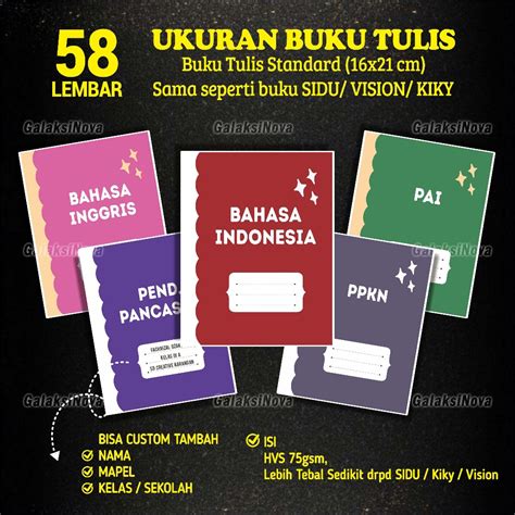 Jual Lembar Buku Tulis Custom Sekolah Sd Mi Smp Mts Sma Buku