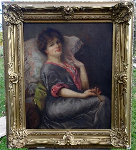 Proantic M Chantelauzen Portrait De Femme Hst Ecole Française XIX xx