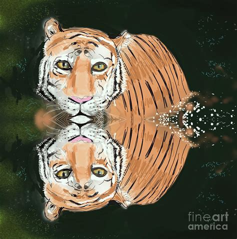 Tiger Reflection Digital Art By Jacinta Hunt Fine Art America