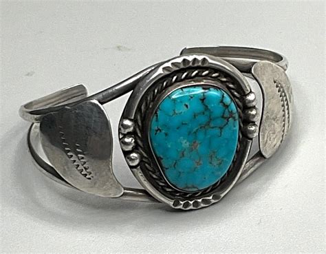 Navajo Artist F Sandoval Sterling Turquoise Cuff Bracelet Ebay