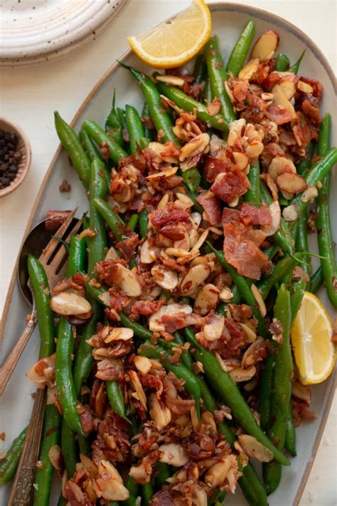 Simple Green Bean Almondine With Bacon The Hearty Life