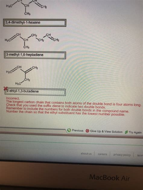 Solved Name The Following Alkenes Using Systematic Names I